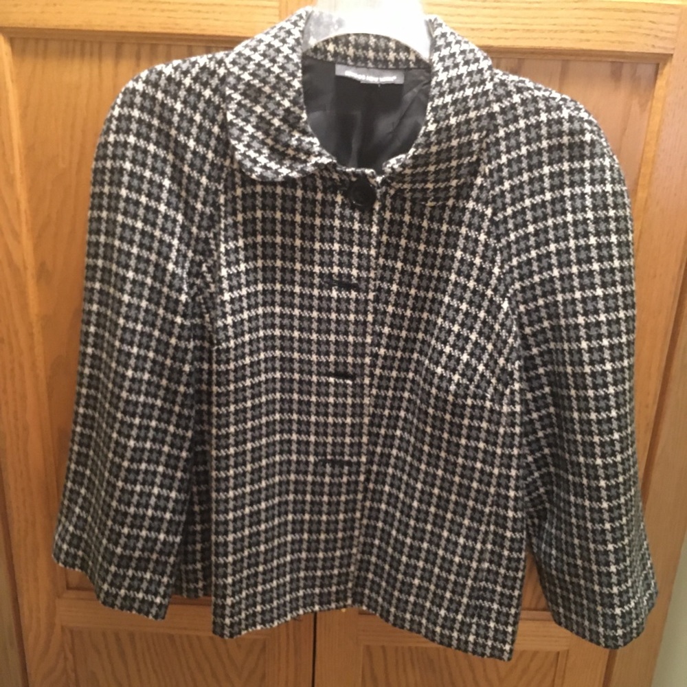 Black and white wool blend jacket.